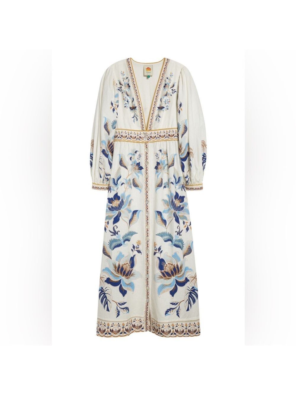 Farm Rio Mystic Blue Lotus Placed Maxi Dress - Picture 9 of 10